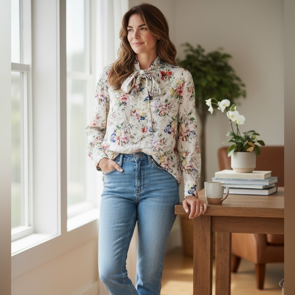 Rosetta Getty Multicolor Floral Blouse New With Tags Size 2 MSRP $850